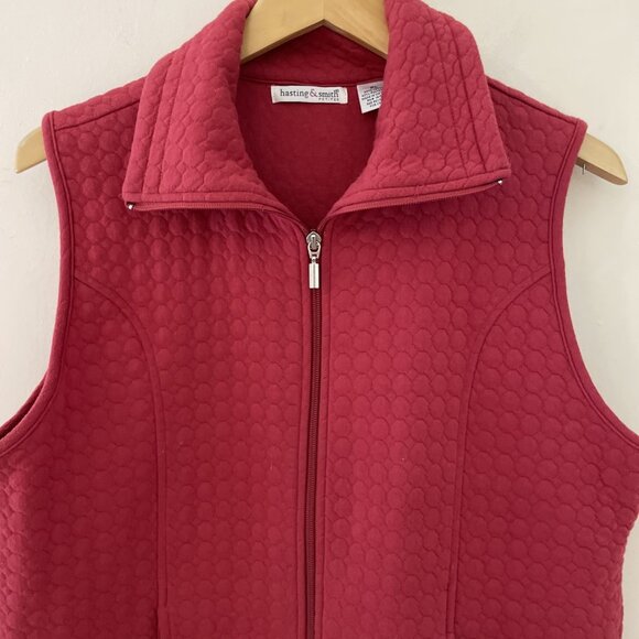 Hasting & Smith Women's Quilted Vest Petite Large Salmon Zip Front Lightweight - Picture 2 of 8